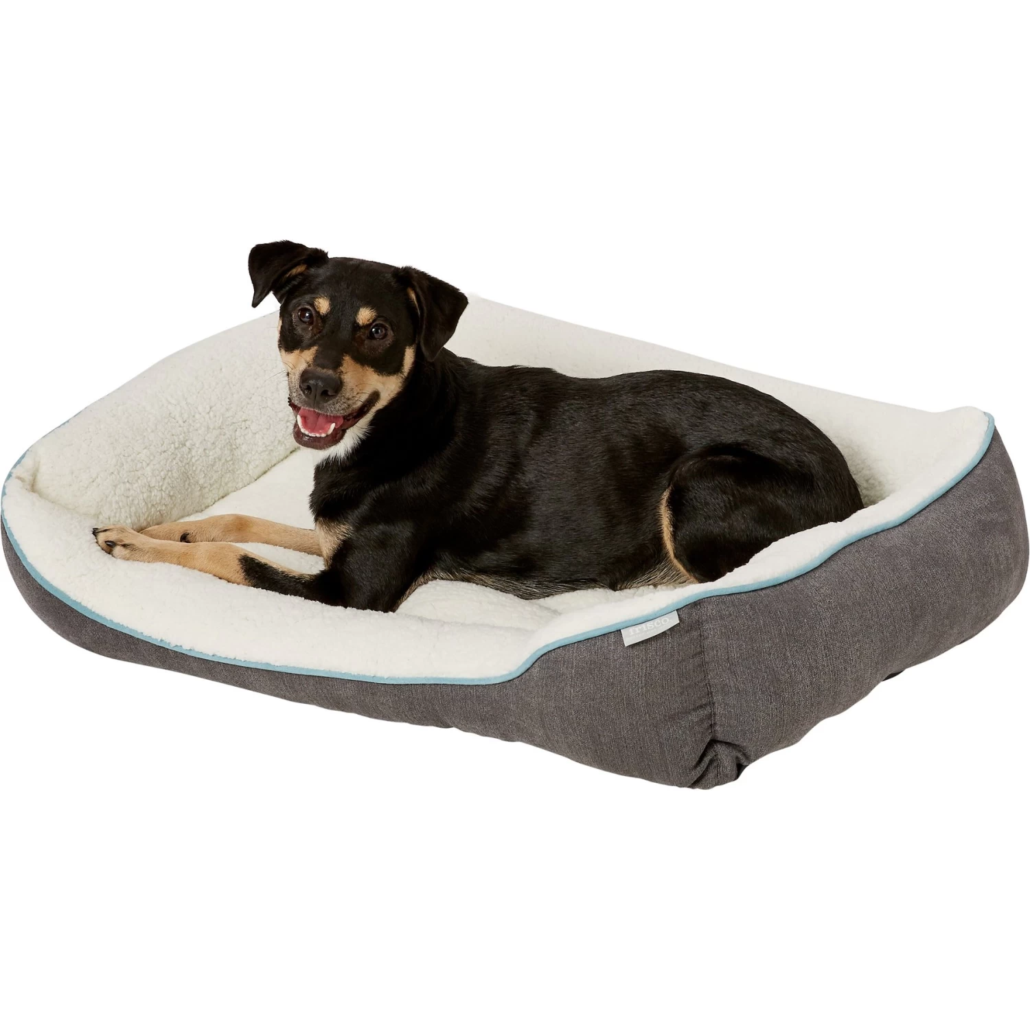 Frisco Sherpa Rectangular Bolster Dog Bed - Image 5