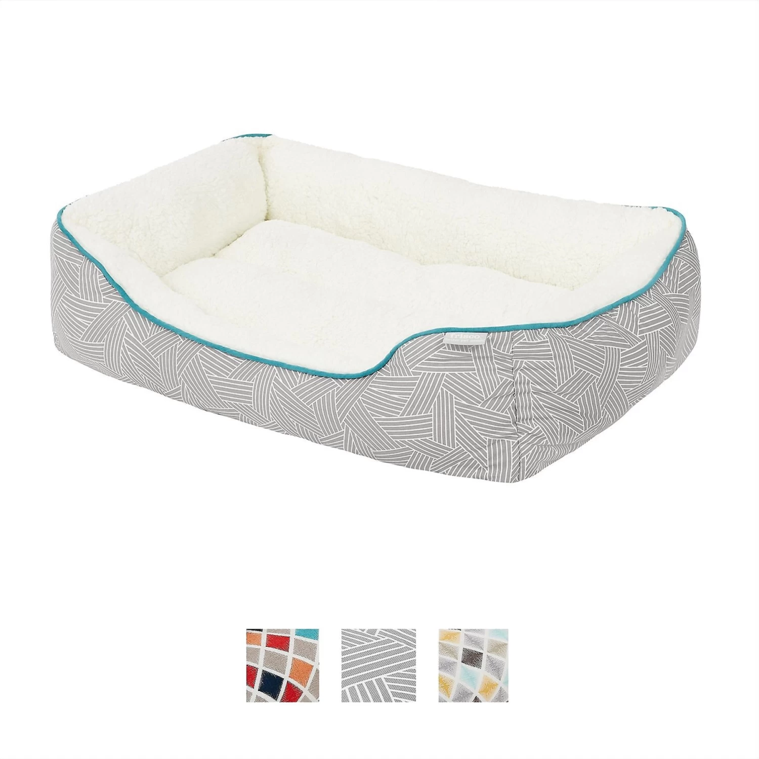 Frisco Sherpa Rectangular Bolster Cat & Dog Bed - Image 3