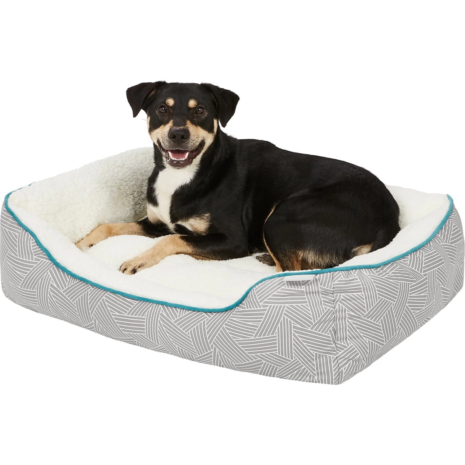 Frisco Sherpa Rectangular Bolster Cat & Dog Bed - Image 5