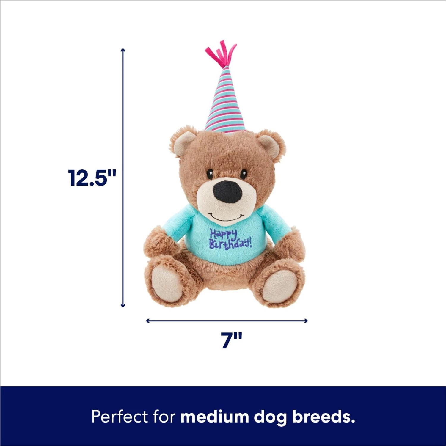 Frisco Birthday Bear Plush Squeaky Dog Toy - Image 2