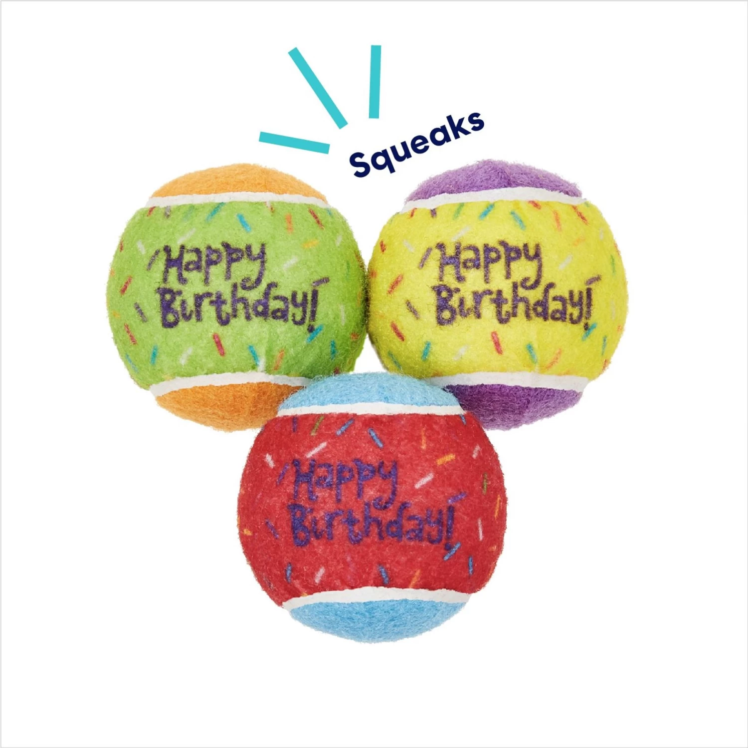 Frisco Birthday Fetch Squeaky Tennis Ball Dog Toy - Image 3