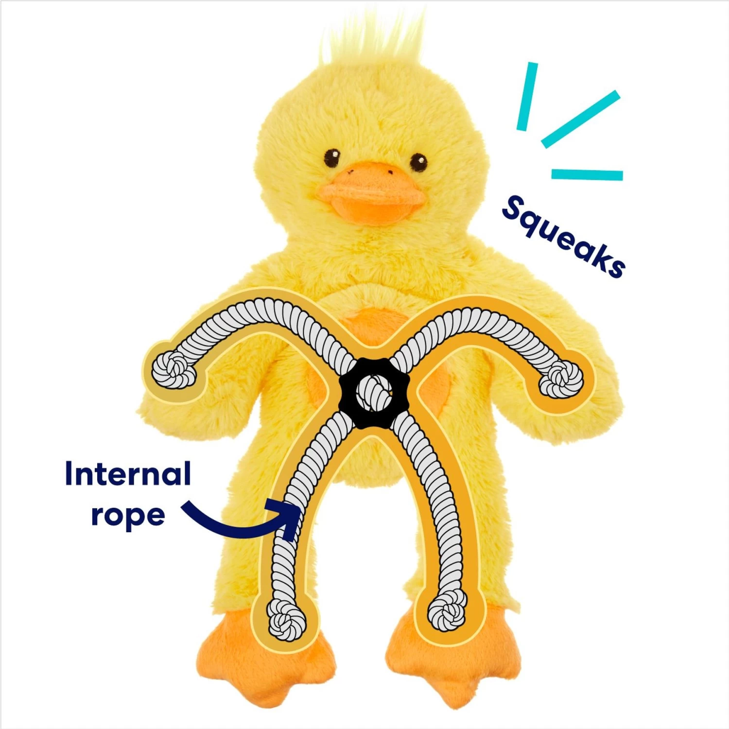 Frisco Duck Plush With Inside Rope Squeaky Dog Toy - Image 3