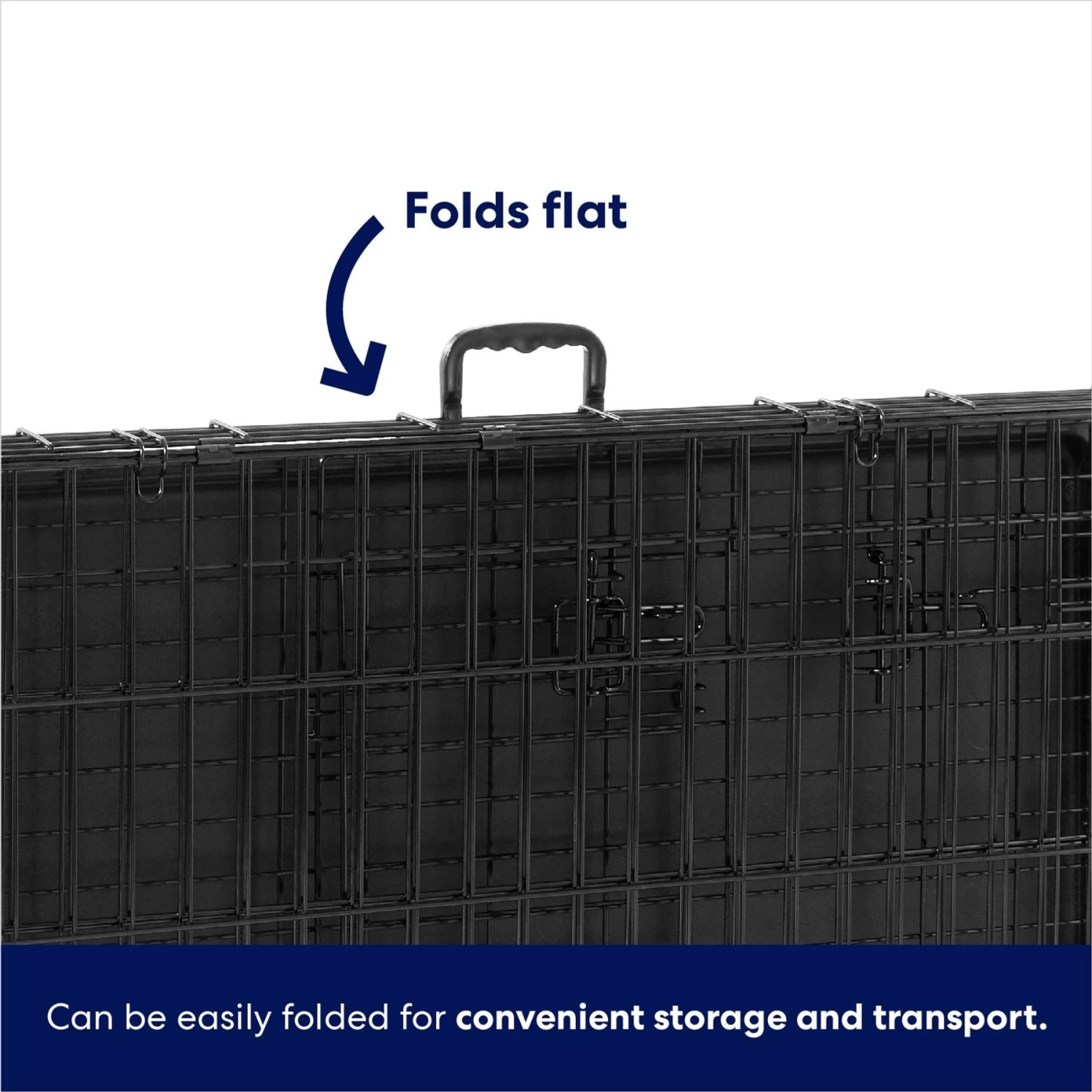 Frisco Heavy Duty Fold & Carry Double Door Collapsible Wire Dog Crate & Mat Kit - Image 4