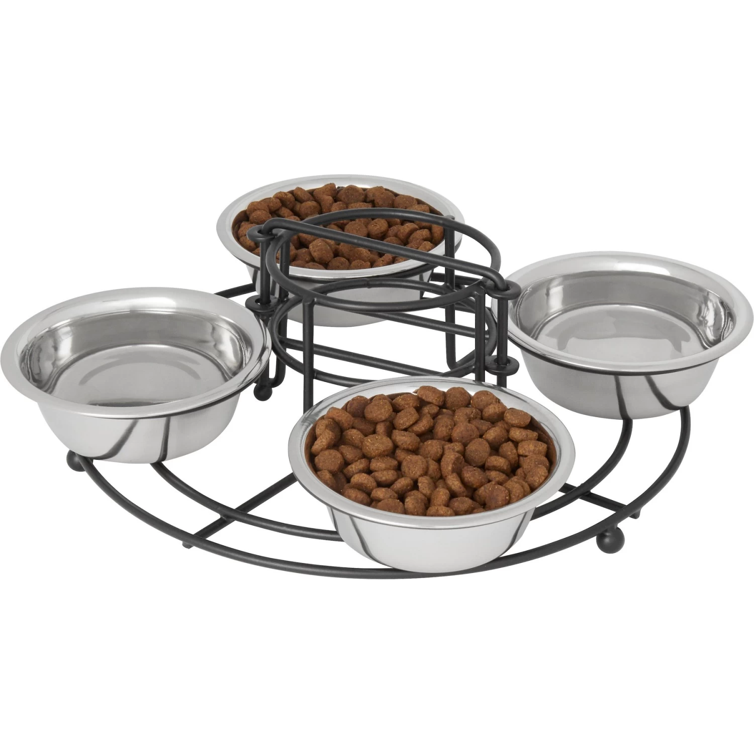 Frisco Multi Pet Feeding 4-Bowls Stainless Steel Dog & Cat Bowls, 0.5 Cup - Image 3