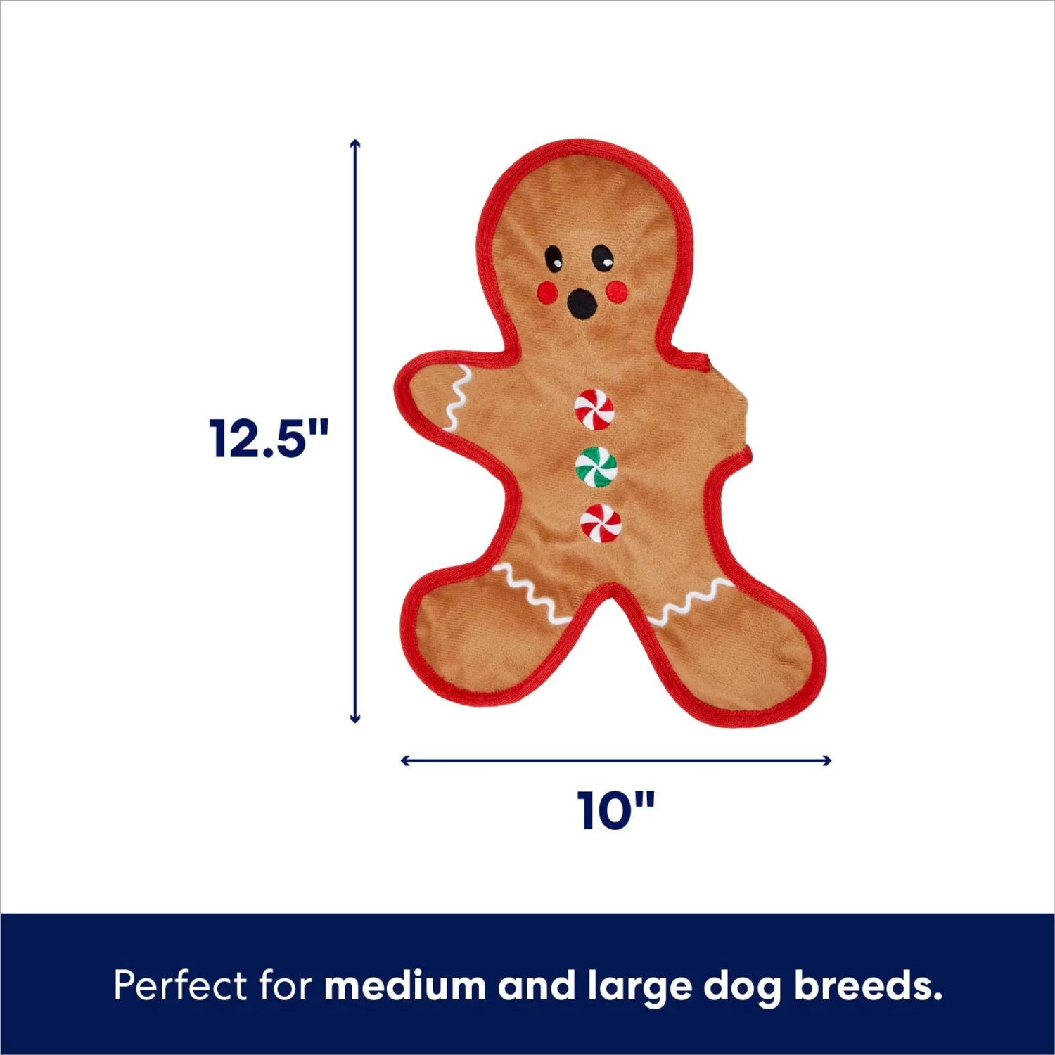Frisco Holiday Gingerbread Man Flat Plush Squeaky Dog Toy - Image 2