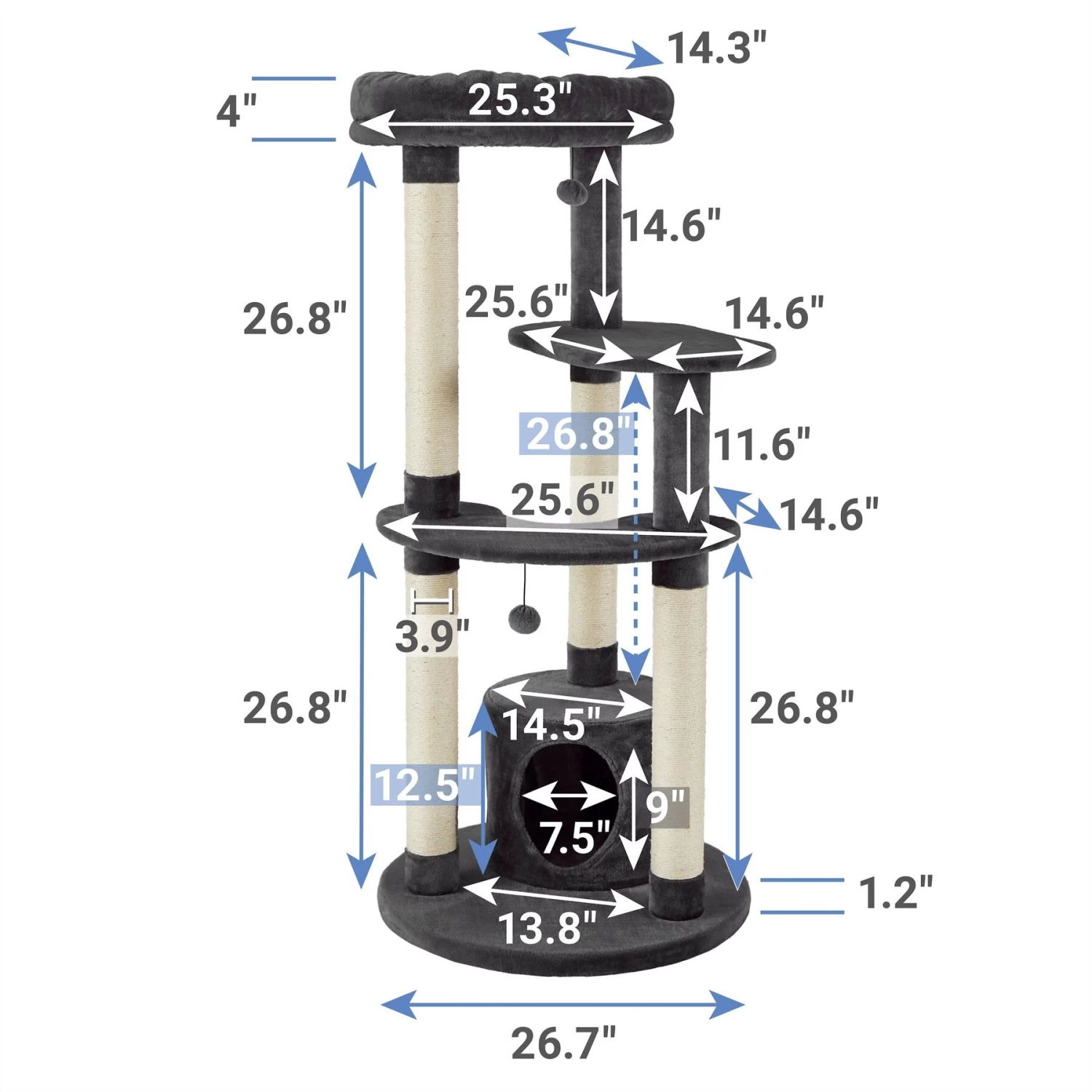Frisco Heavy Duty Faux Fur Cat Tree & Condo - Image 2