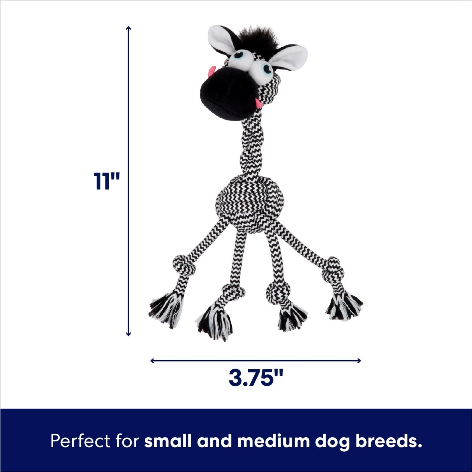 Frisco Zebra Rope Squeaky Dog Toy - Image 2