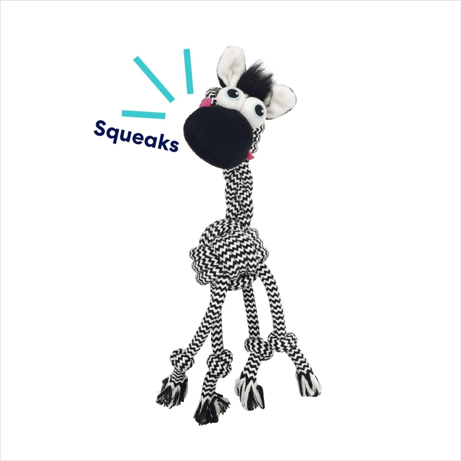 Frisco Zebra Rope Squeaky Dog Toy - Image 3