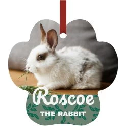 Frisco Holly Leaves Paw Shape Metal Personalized Dog & Cat Holiday Ornament