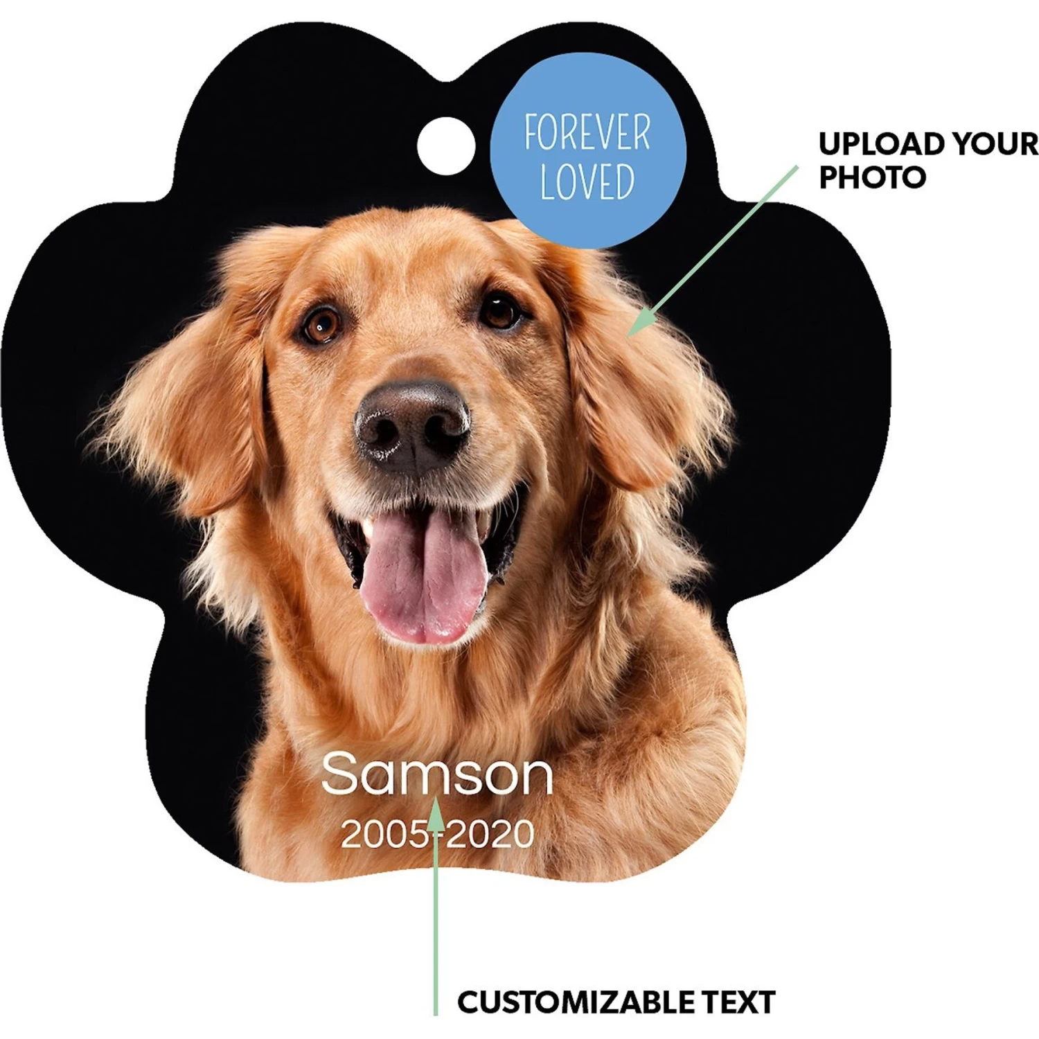 Frisco "Forever Loved" Paw Shape Metal Personalized Dog & Cat Holiday Ornament - Image 2