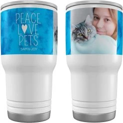Frisco Double Walled "Peace Love Pets" Personalized Tumbler, 30-oz Cup