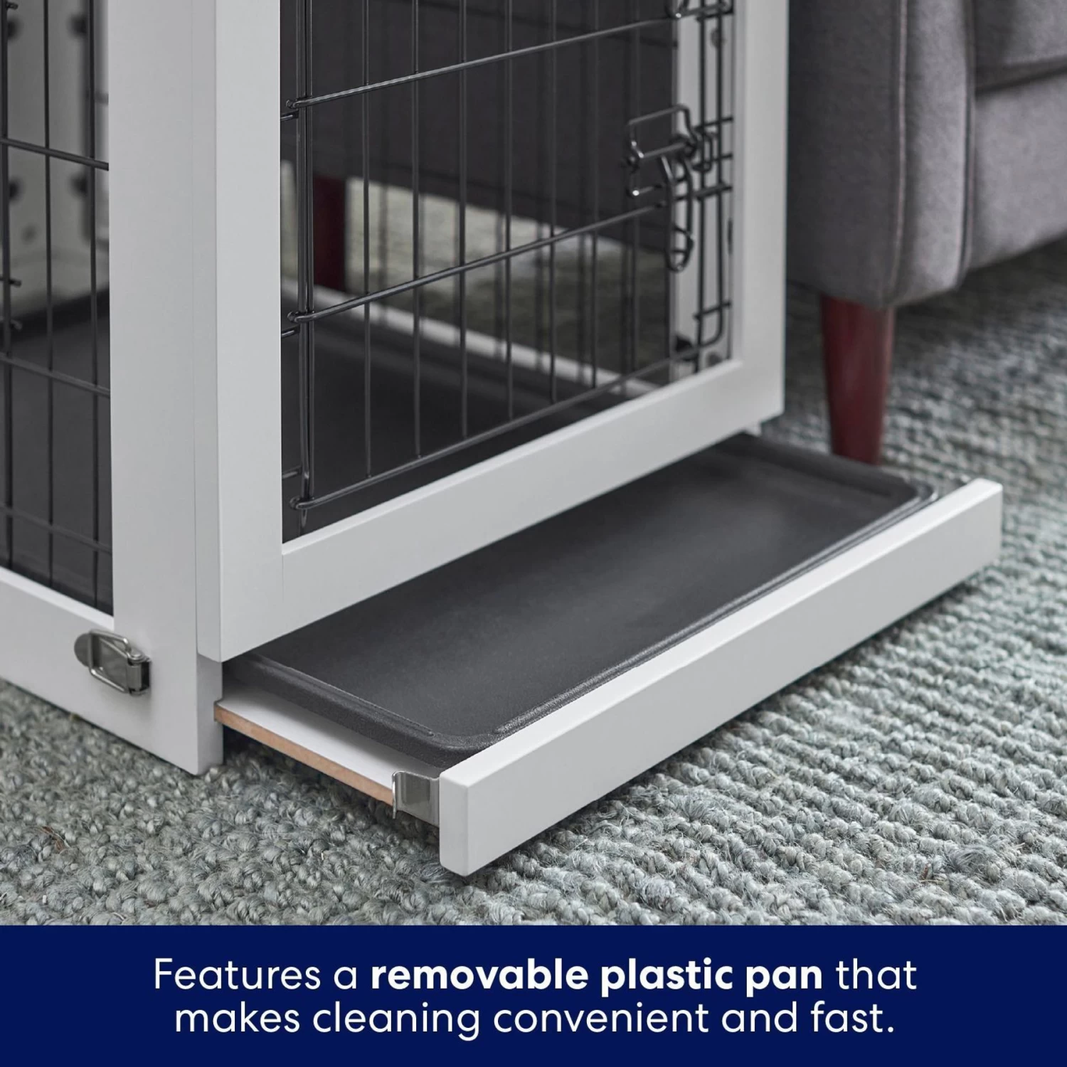 Frisco Double Door Furniture Style Dog Crate, White - Image 4