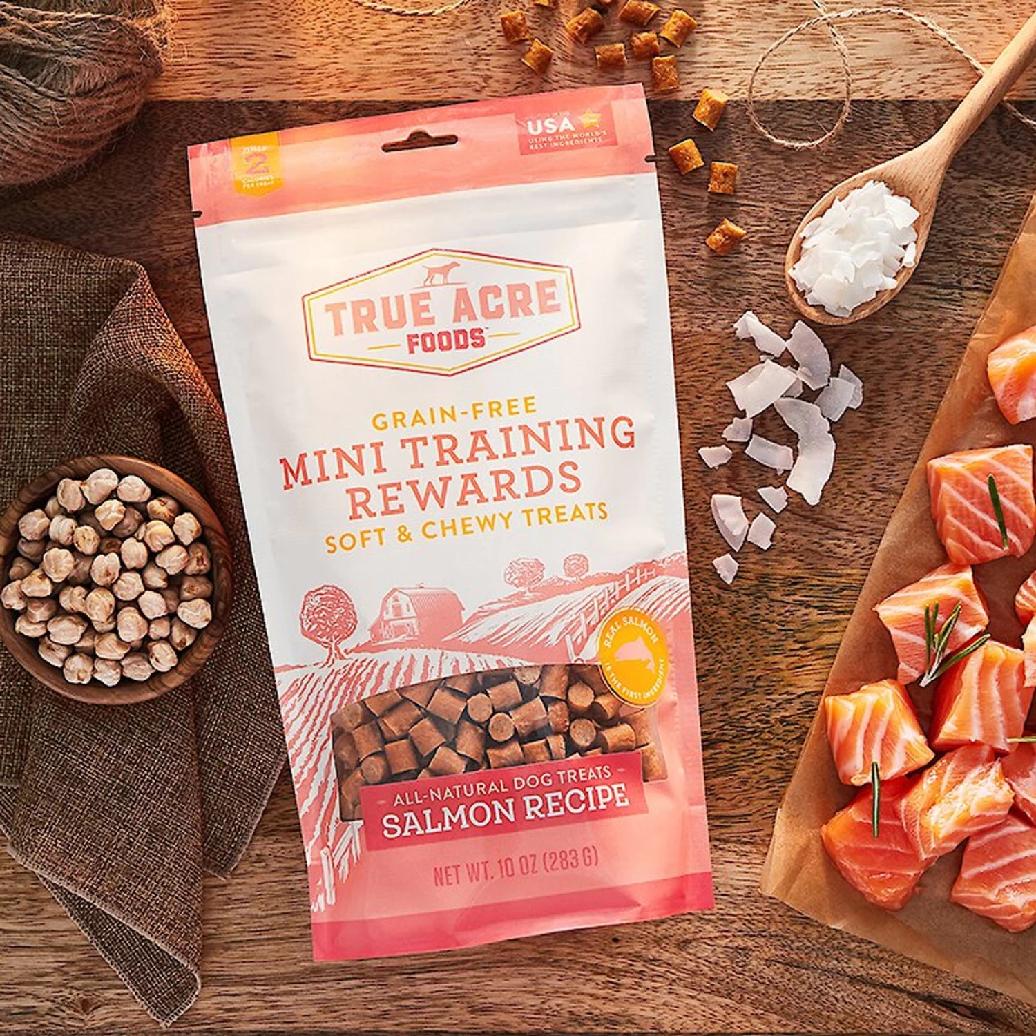 Frisco Fetch Squeaking Colorful Tennis Ball Dog Toy & True Acre Foods Salmon Recipe Mini-Training Rewards Grain-Free Soft & Chewy Dog Treats - Image 6