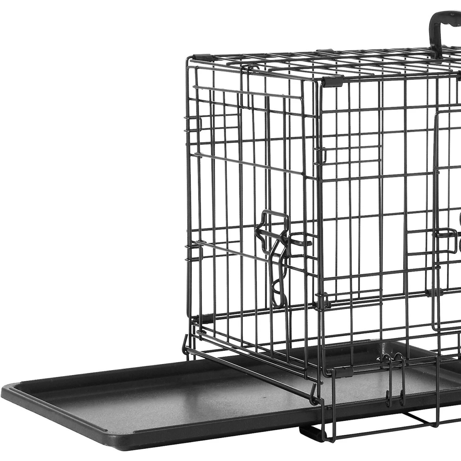 Frisco Fold & Carry Double Door Collapsible Wire Dog Crate & Frisco Gray Basket Weave Dog Crate Mat - Image 2