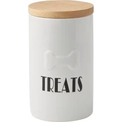 Frisco Ceramic Treat Jar With Wood Lid