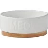Frisco Round Meow Non-skid Ceramic Cat Bowl With Wood Base