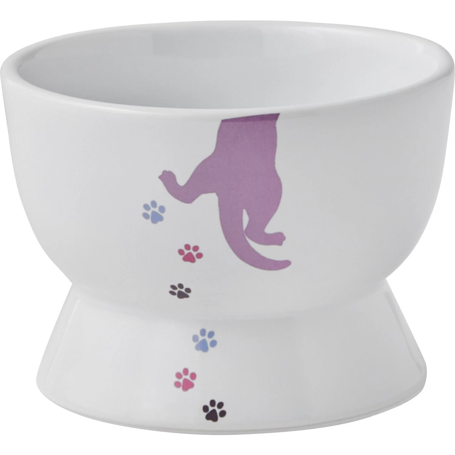 Frisco Cat Print Non-skid Elevated Ceramic Cat Bowl, Short