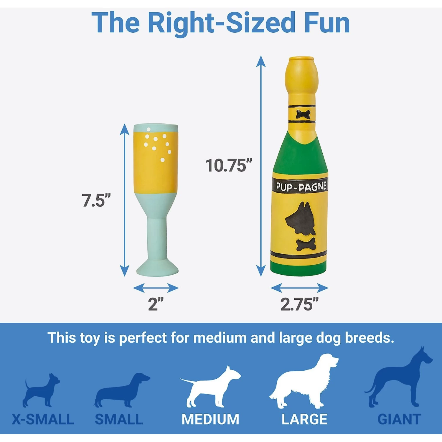 Frisco Champagne & Flute Latex Squeaky Dog Toy - Image 2