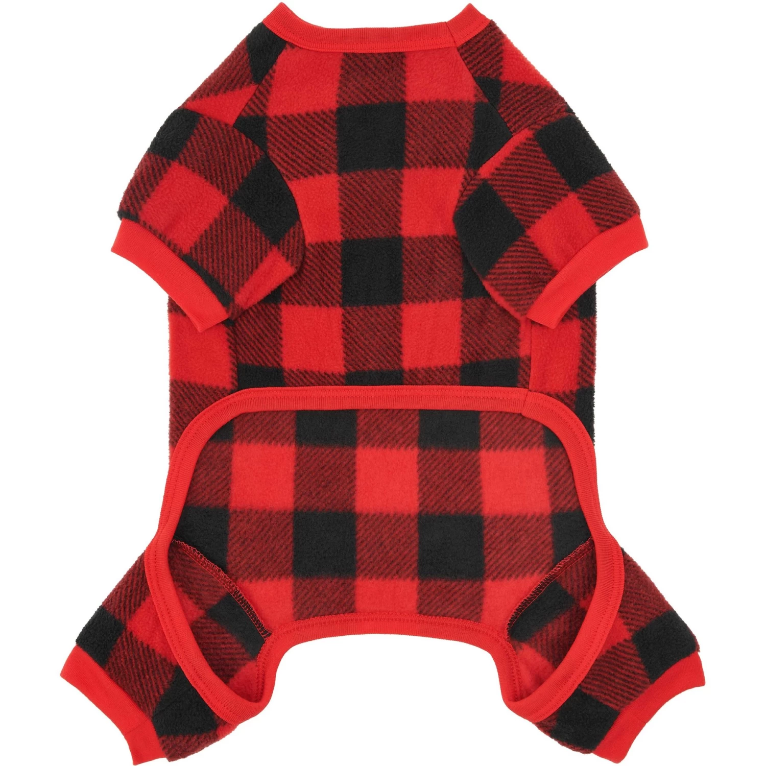 Frisco Dog & Cat Cozy Polar Fleece PJs, Red Plaid - Image 4