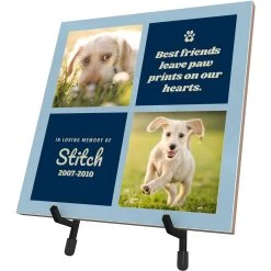 Frisco Personalized "Best Friends" Memorial Ceramic Photo Tile With Stand, 8" X 10"
