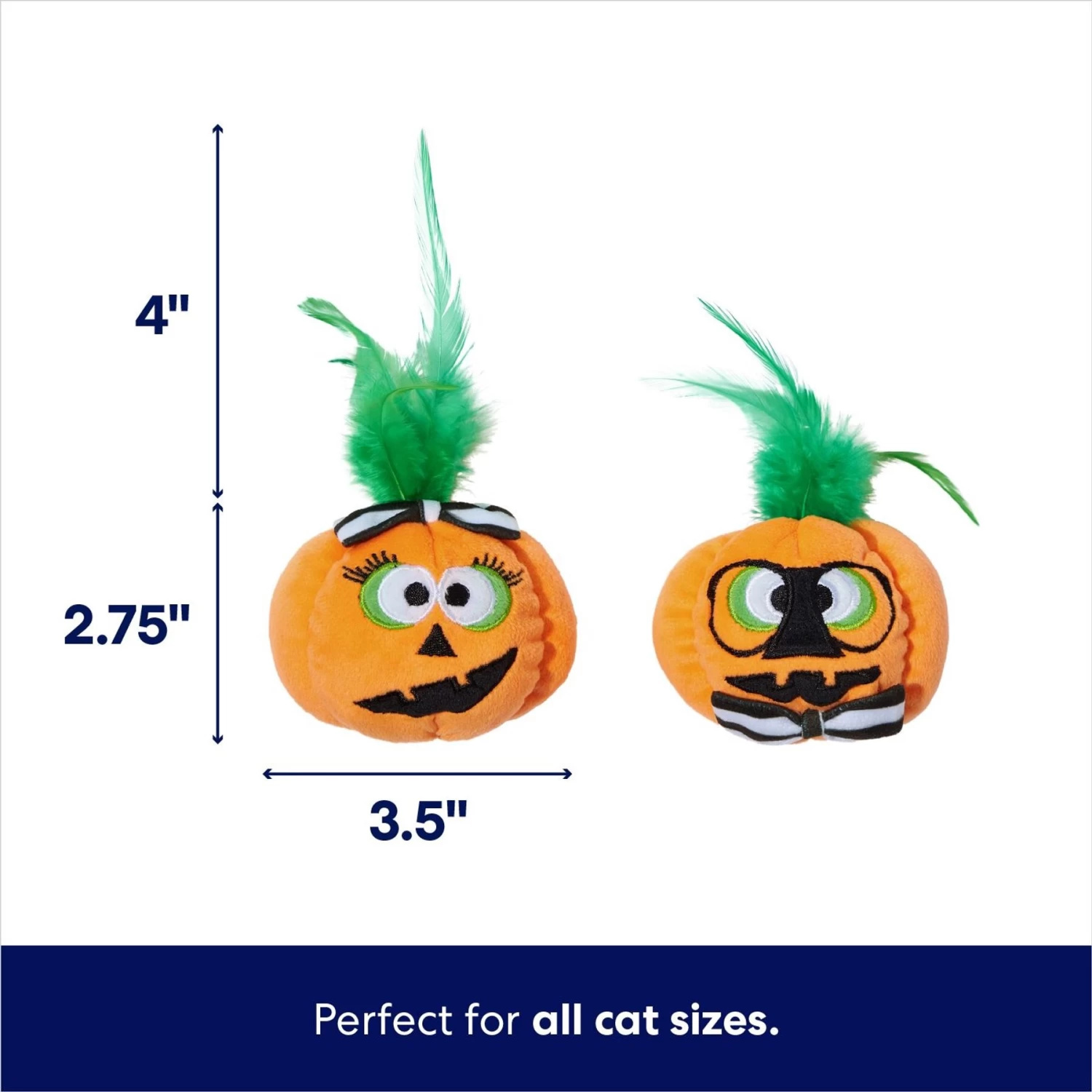 Frisco Halloween Nerdy Jack-o-Lanterns Plush Cat Toy With Catnip, 2 Count - Image 2