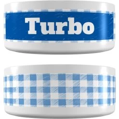Frisco Personalized Gingham Plaid Small Dog & Cat Bowl