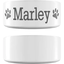 Frisco Paw Print Ceramic Personalized Dog Bowl