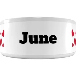 Frisco Hearts Ceramic Personalized Dog Bowl