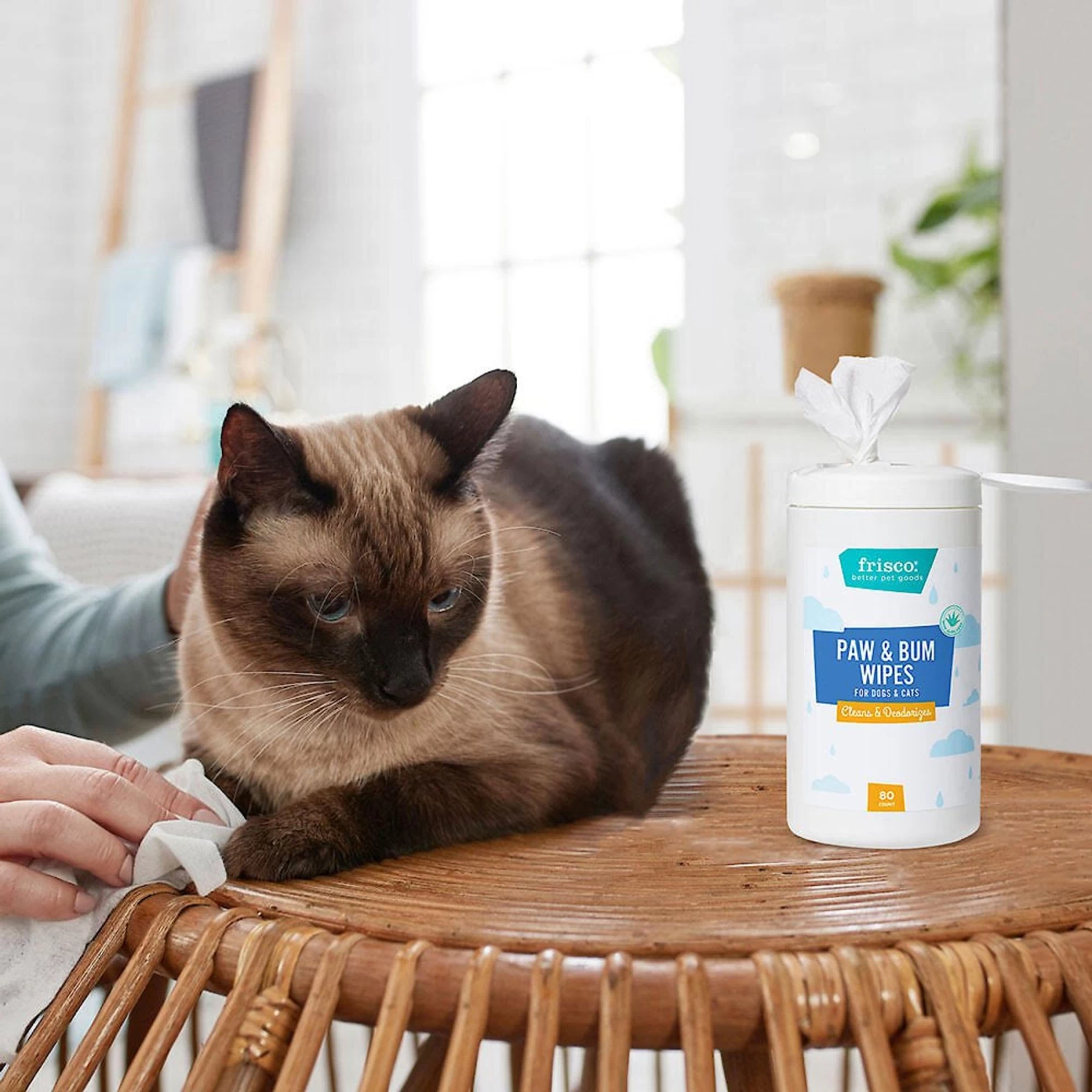 Frisco Deodorizing Paw & Bum Waterless Grooming Wipes For Dogs & Cats - Image 6