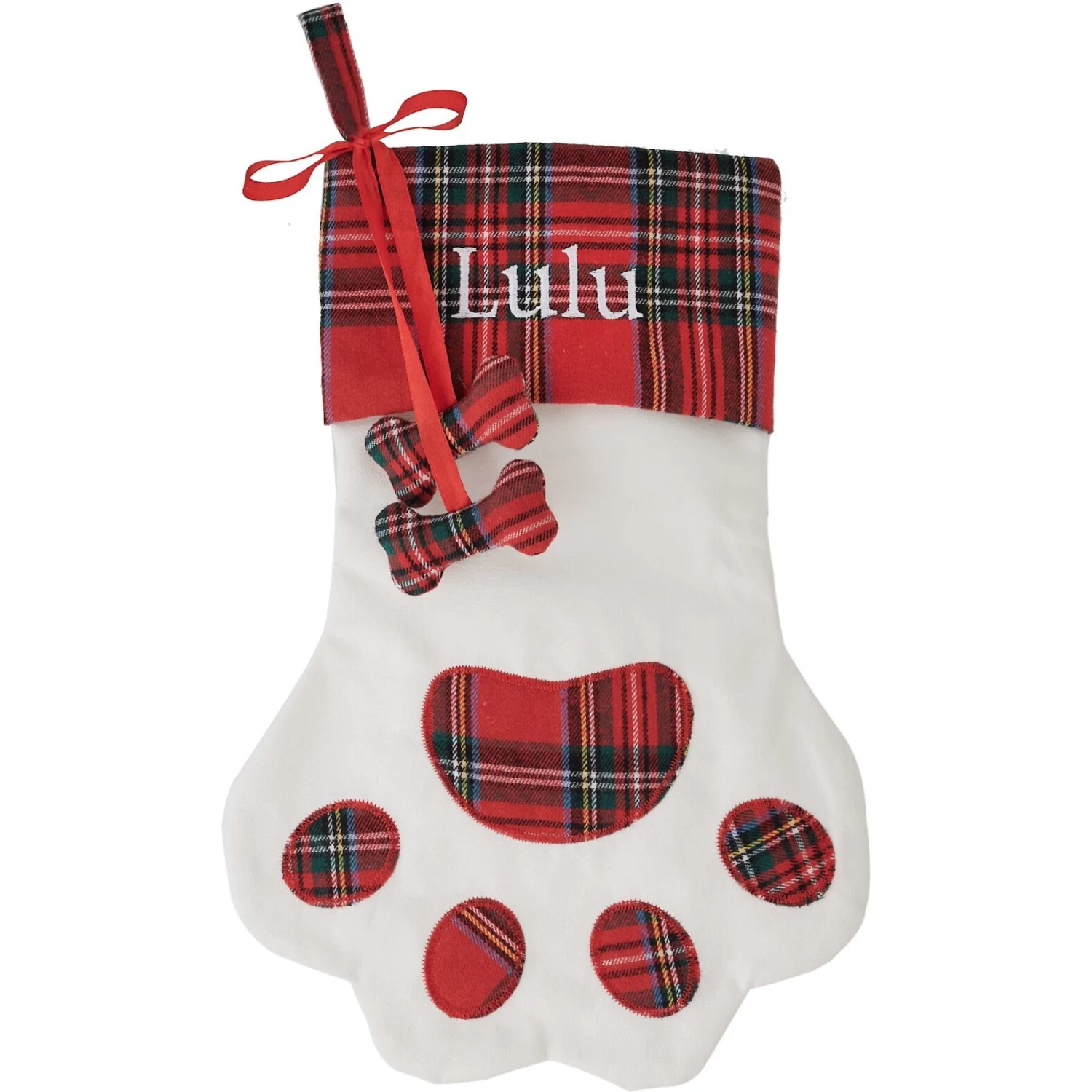 Frisco Paw Personalized Plaid Dog & Cat Stocking