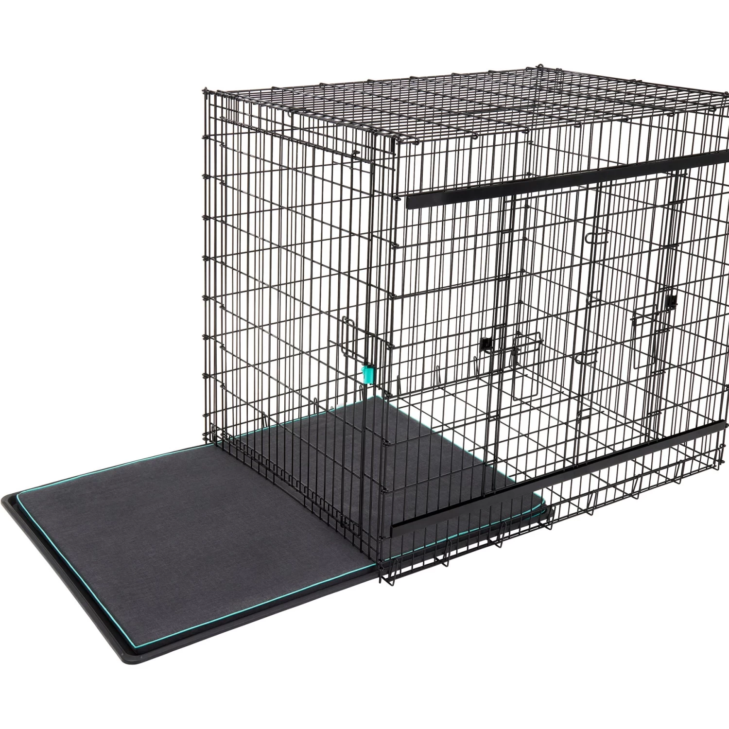 Frisco Heavy Duty Enhanced Lock Sliding Double Door Fold & Carry Wire Dog Crate & Mat Kit, 54 Inch - Image 5