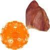 Frisco Fetch Squeaky TPR Ball Dog Toy & Bones & Chews Pig Ear Chews Dog Treats