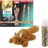 Sheba Meaty Tender Sticks Tuna Flavor Soft Adult Cat Treats & Frisco Squirrel Plush Cat Toy With Refillable Catnip