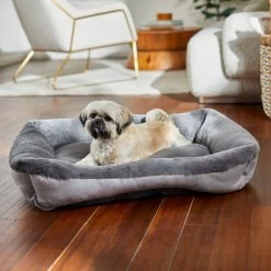 Frisco Herringbone Cuffed Cuddler Dog & Cat Bed