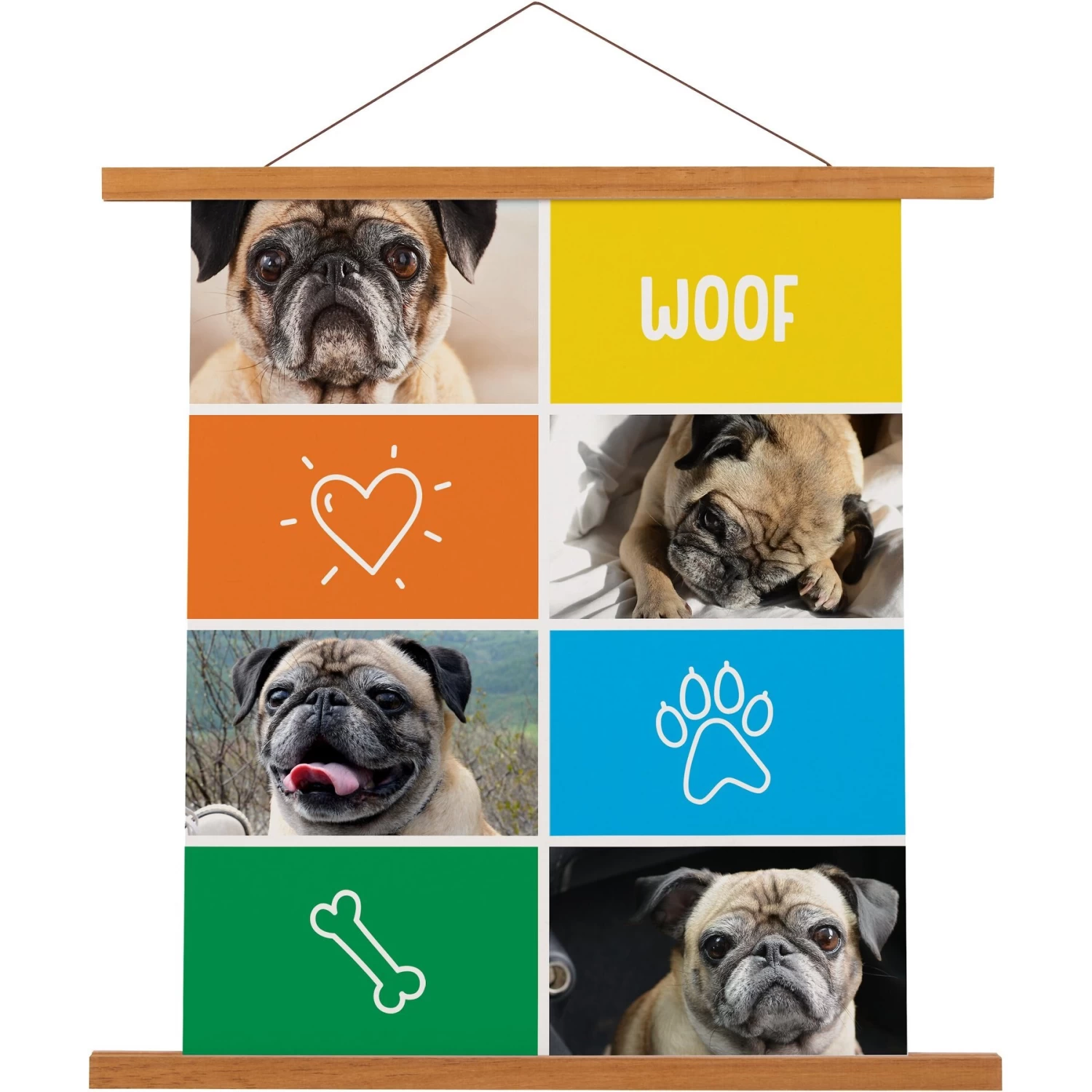 Frisco Personalized Woof Canvas Poster With Wood Hanger, 16" X 20"