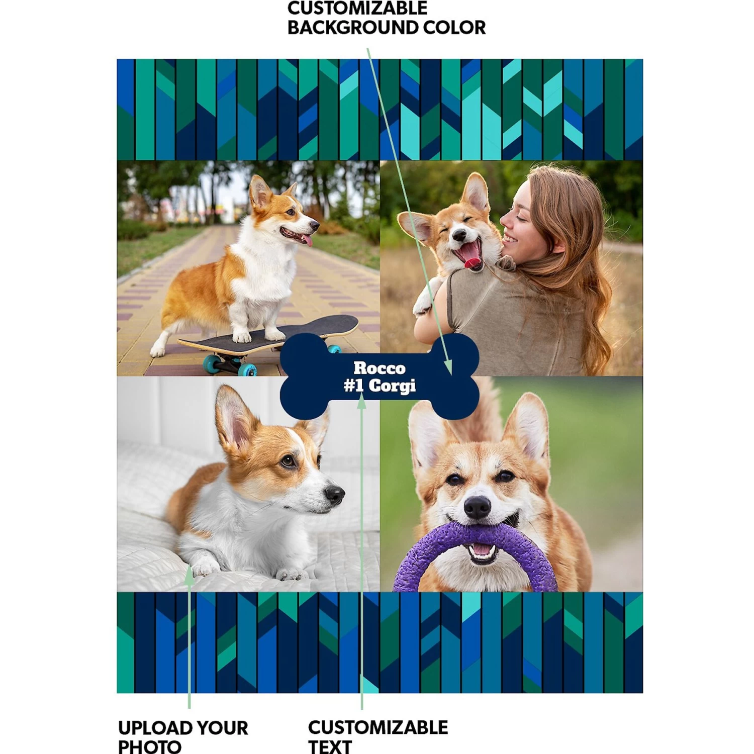 Frisco Personalized Contemporary Mosaic With Bone Collage Canvas Poster With Wood Hanger, 16" X 20" - Image 2