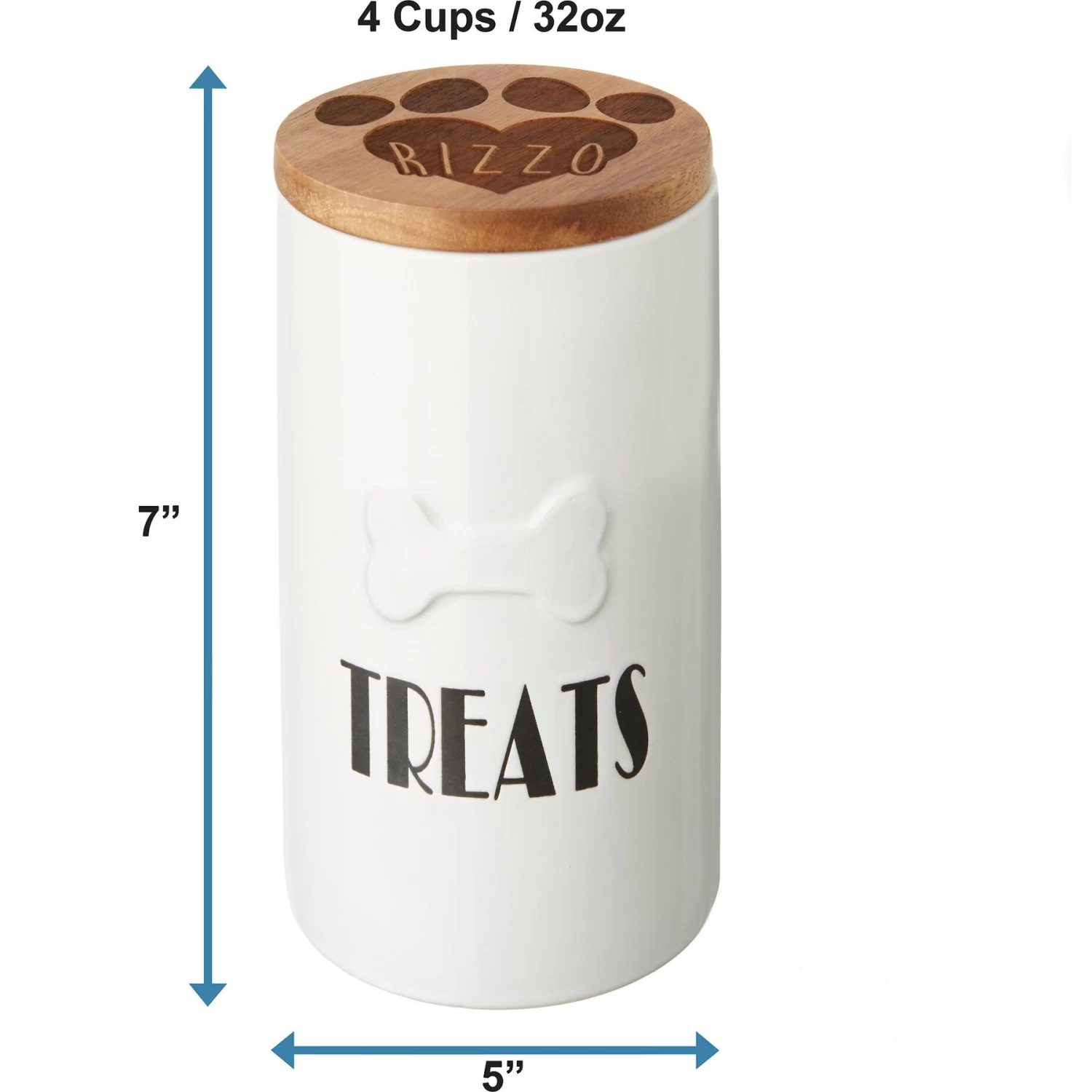 Frisco Ceramic Personalized Treat Jar With Wood Lid, 4 Cup, 32oz - Image 2