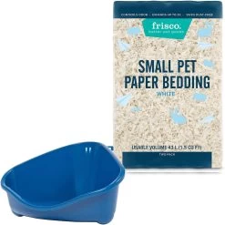 Frisco Corner Small Pet Litter Box & Frisco Small Pet Paper Bedding