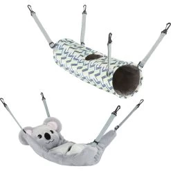 Frisco Geometric Small Pet Plush Hanging Tunnel & Frisco Hanging Koala Small Pet Bed