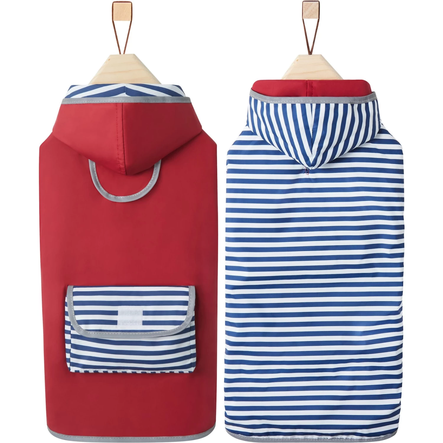 Frisco Lightweight Red Reversible Packable Dog Raincoat - Image 4