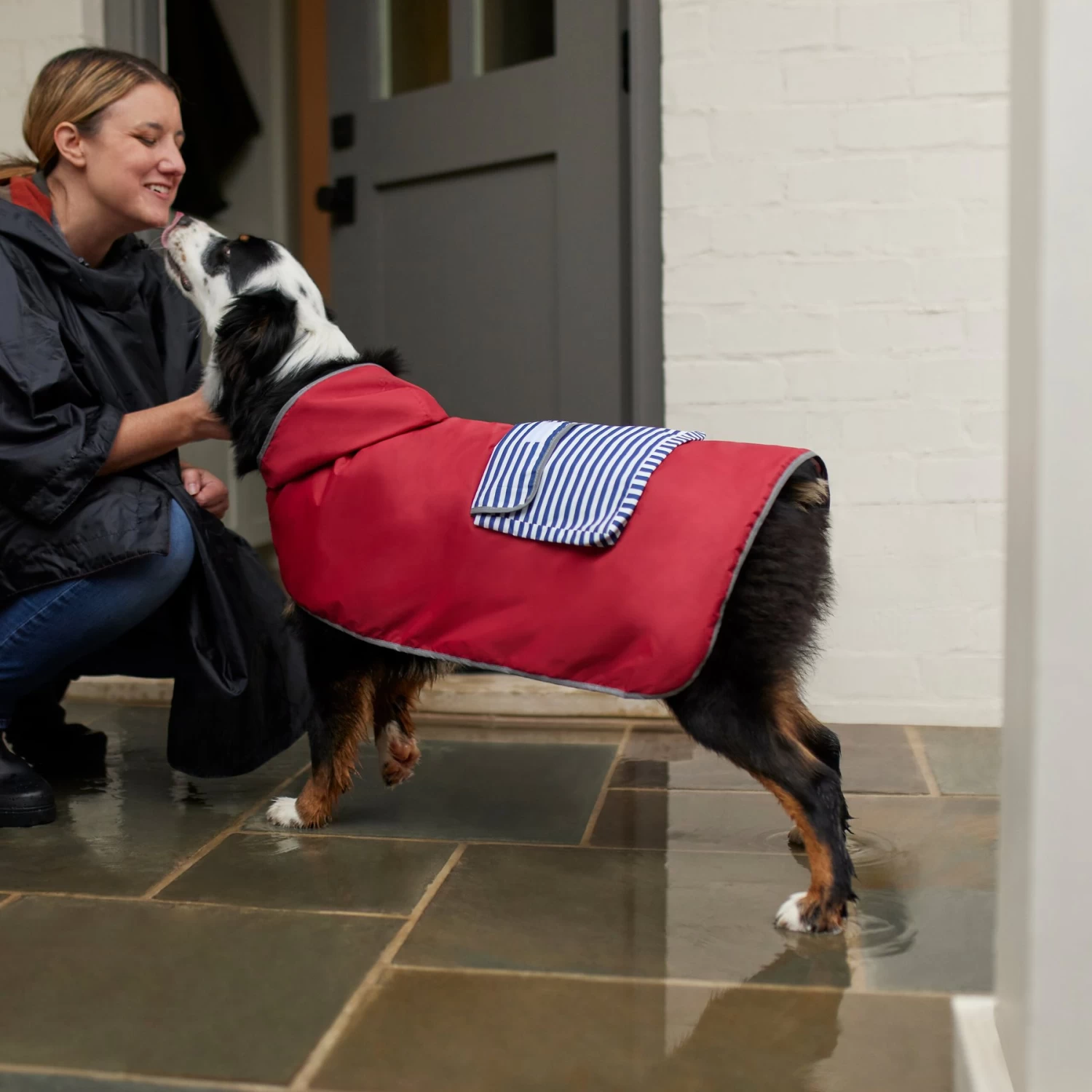 Frisco Lightweight Red Reversible Packable Dog Raincoat - Image 8