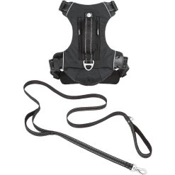 Frisco Outdoor Premium Ripstop Nylon Dog Harness With Pocket & Frisco Outdoor Nylon Reflective Comfort Padded Dog Leash