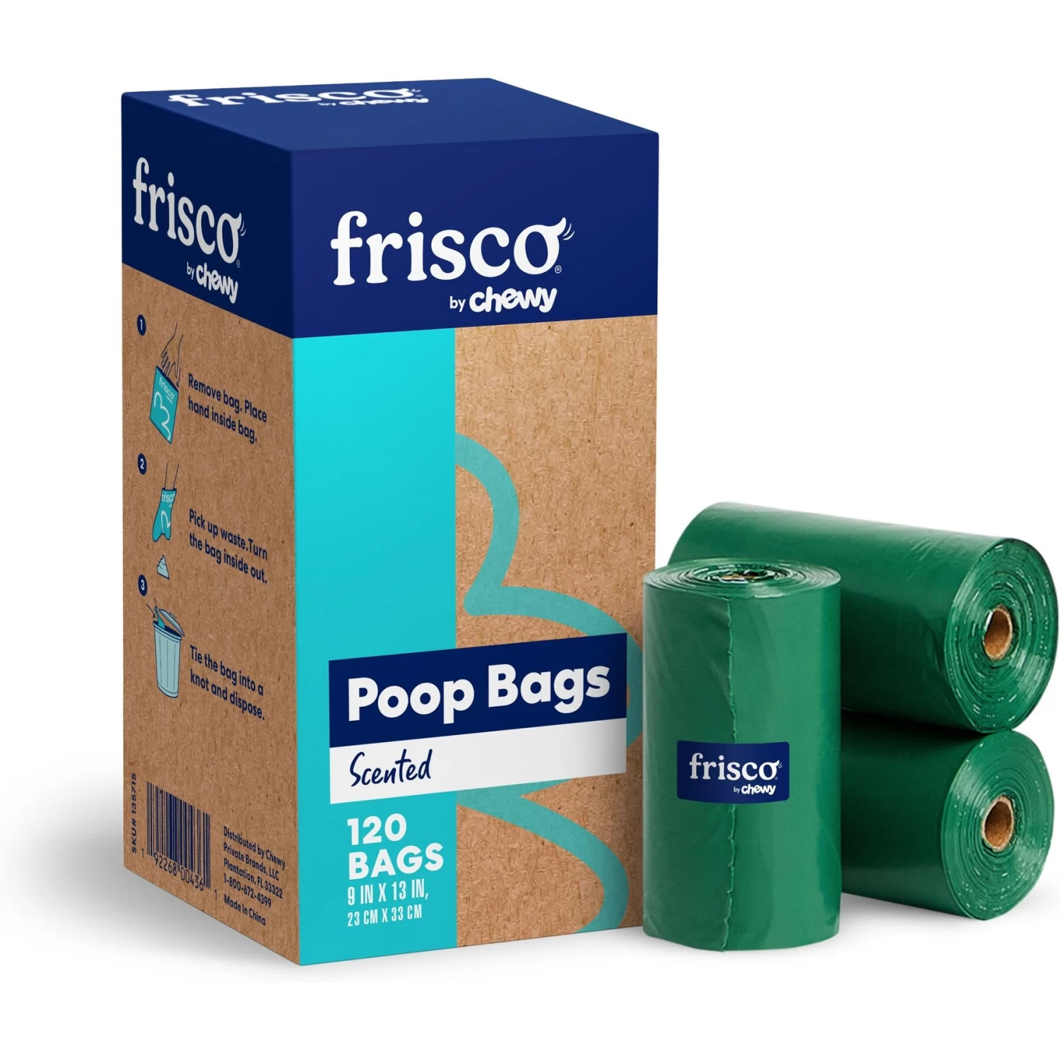 Frisco Traffic Leash With Padded Handles & Poop Bag Dispenser & Frisco Refill Dog Poop Bags Made With 50% Recycled Packaging - Image 2