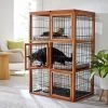 Frisco Collapsible Wood & Wire Cat Cage Playpen, 3 Level
