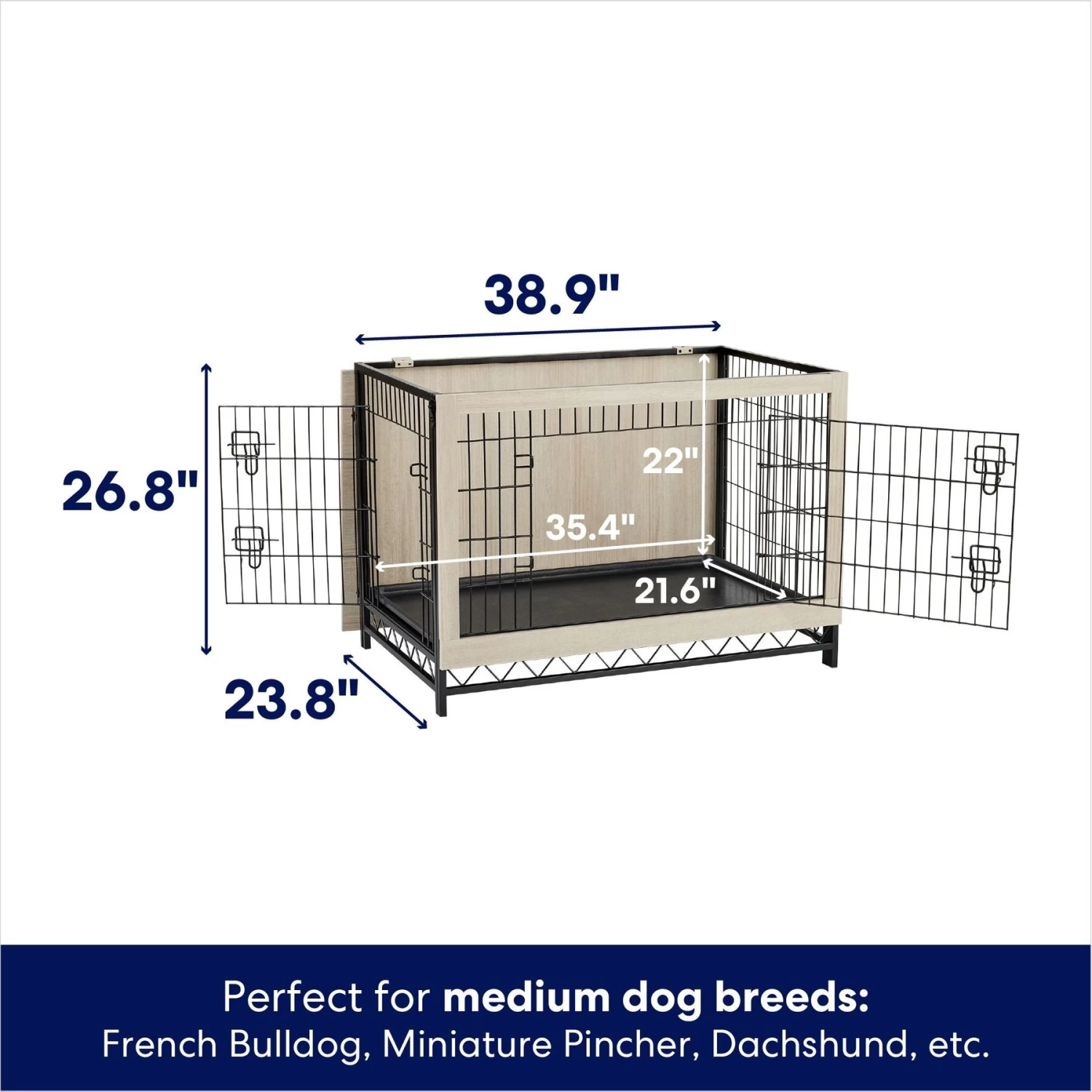 Frisco Easy Set-Up Wood Furniture Style Dog Crates - Image 2