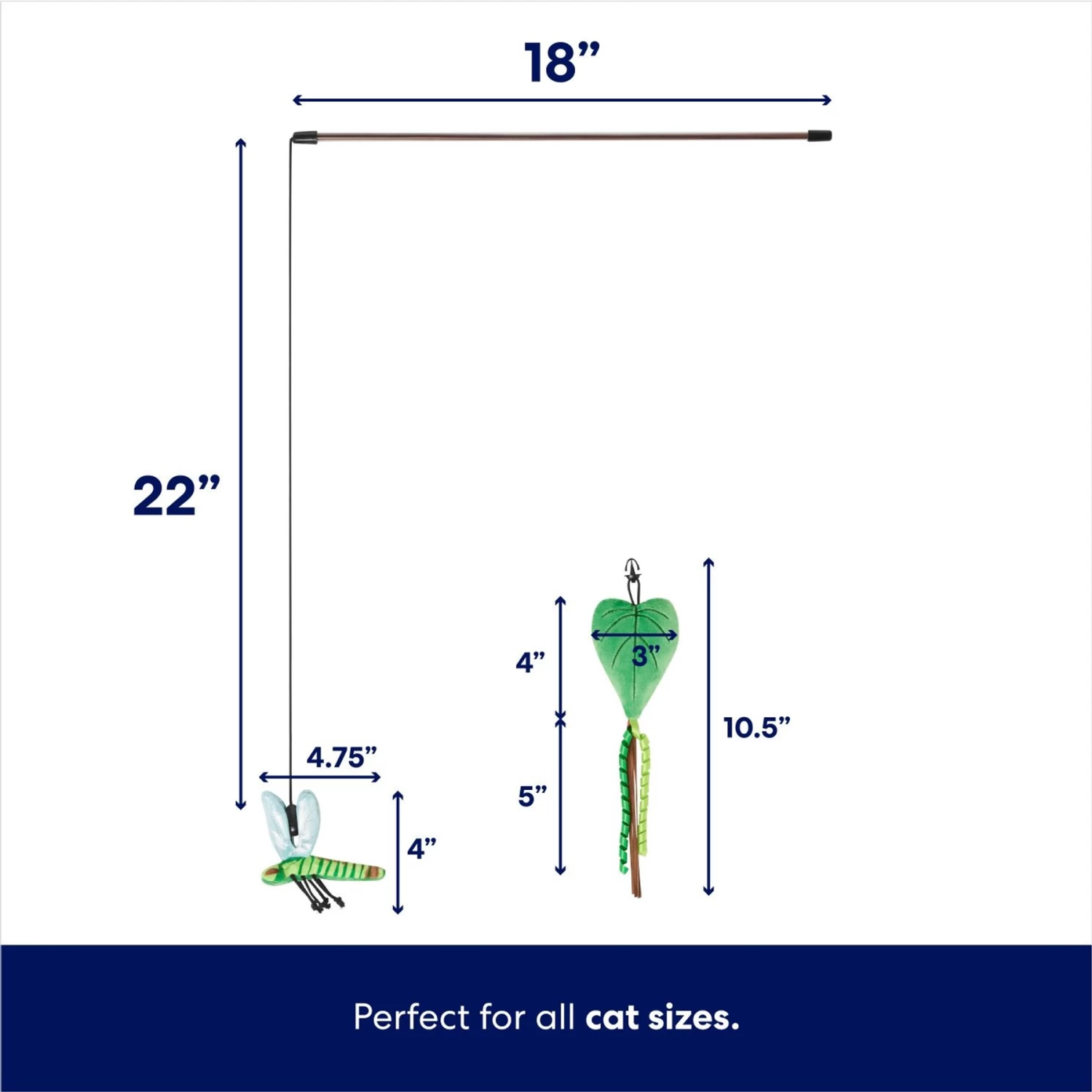 Frisco Leaf & Dragonfly Interchangeable Teaser Wand Cat Toy With Catnip - Image 2