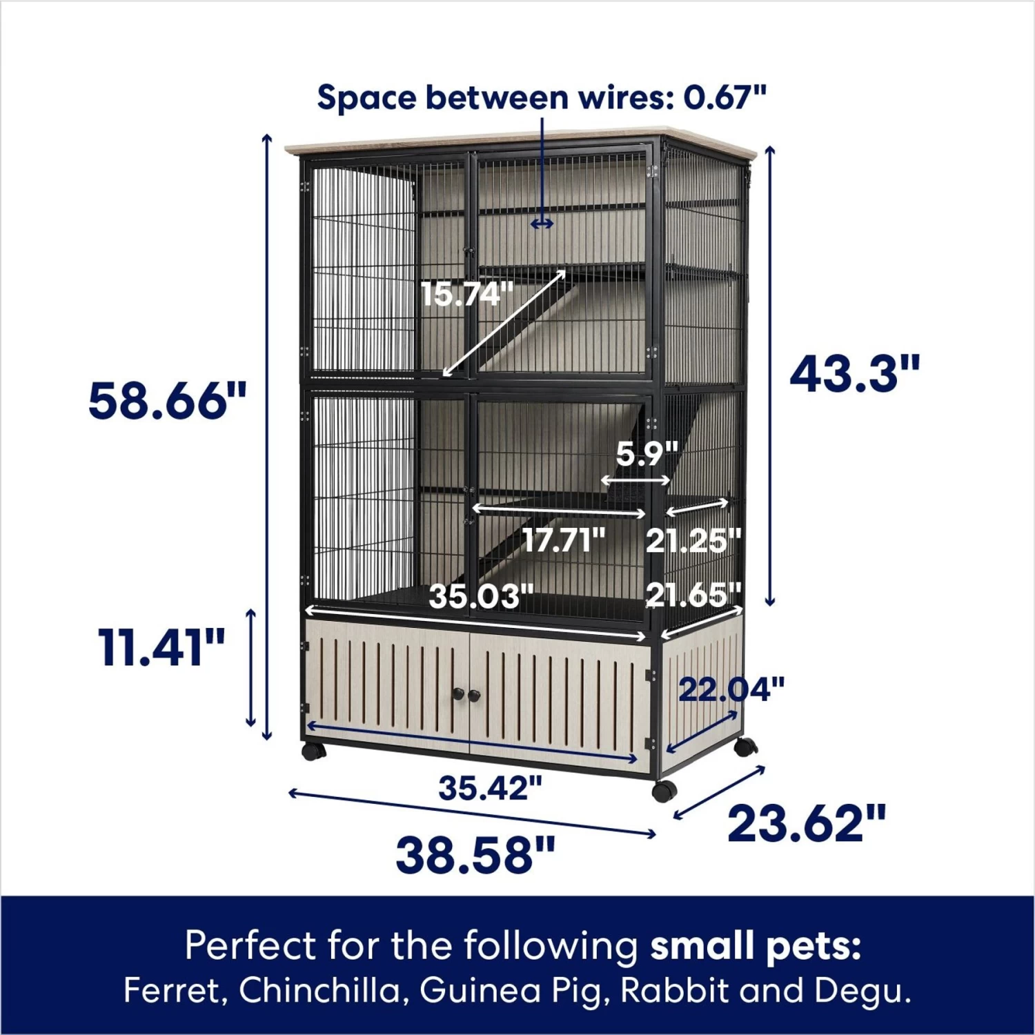 Frisco Penthouse Two-Story Small Pet Cage - Image 2