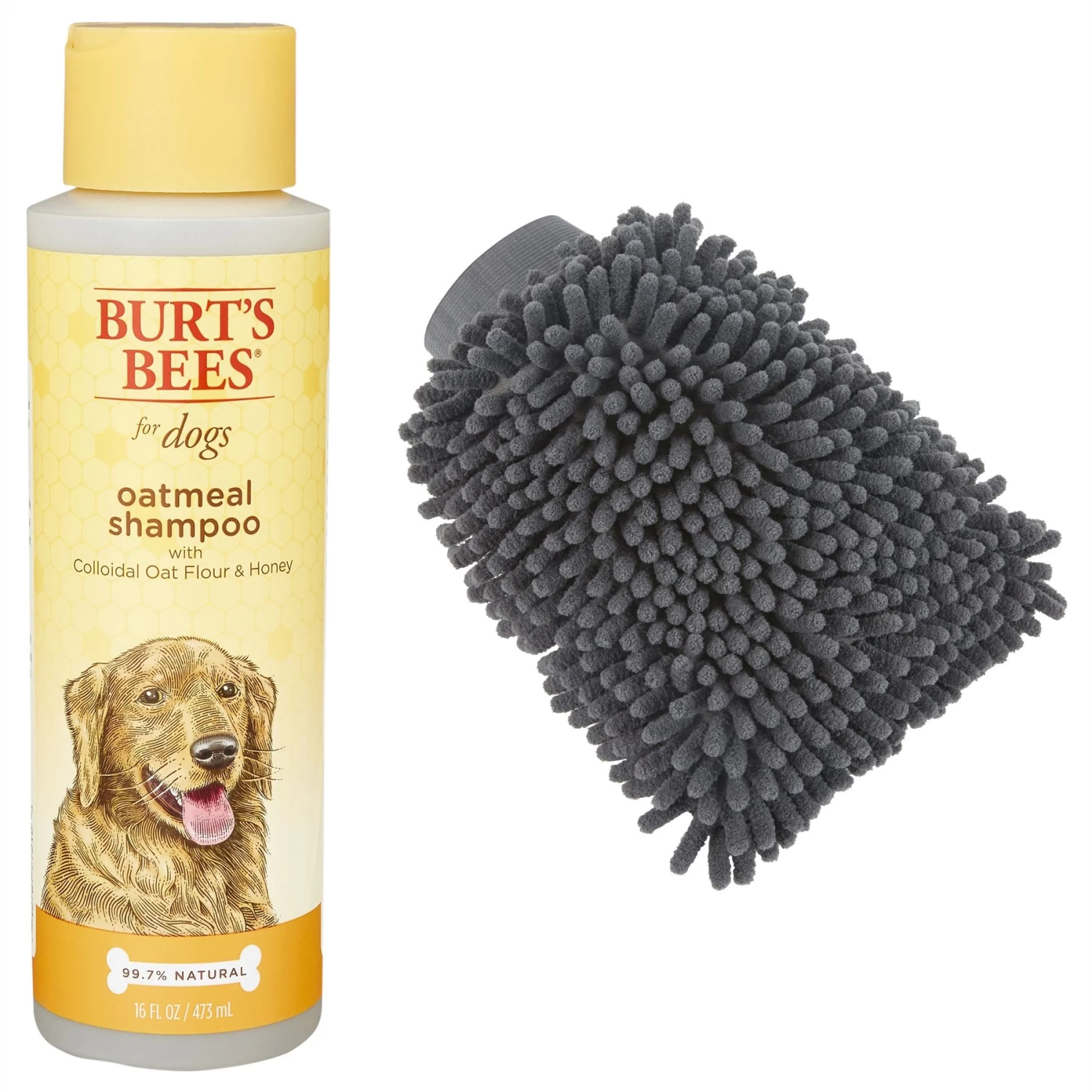 Burt's Bees Oatmeal With Colloidal Oat Flour & Honey Dog Shampoo & Frisco Microfiber Grooming Glove