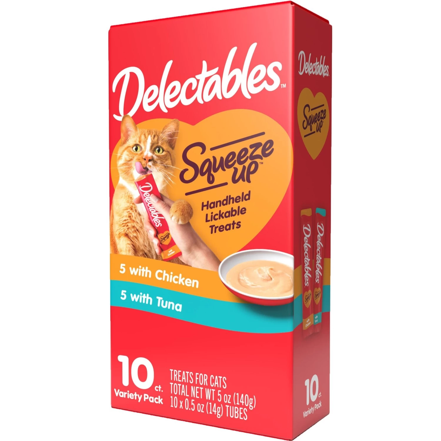 Hartz Delectables Squeeze Up Variety Pack Lickable Cat Treats & Frisco Squirrel Plush Cat Toy With Refillable Catnip - Image 2