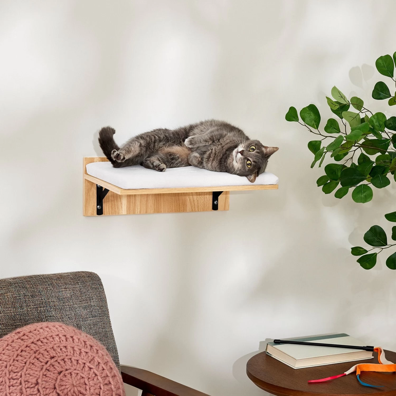 Frisco Cushioned Wall Mounted Cat Wall Shelf & Frisco Cat Silhouette With Bridge Wall Mounted Cat Wall Shelves - Image 2